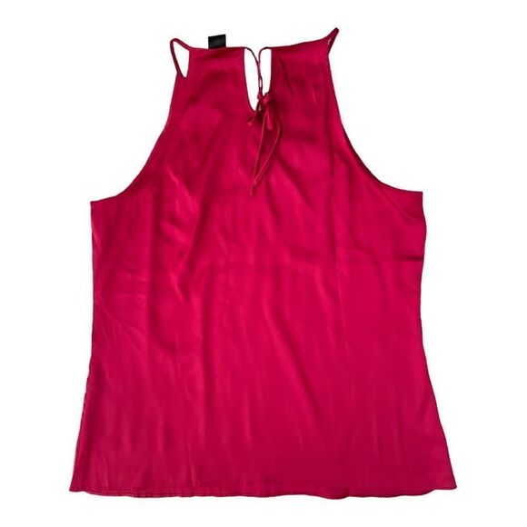 Ann Taylor Satin Silk Red Halter Tank Shell Top Blouse Size 10P Cutouts EUC - Picture 2 of 5
